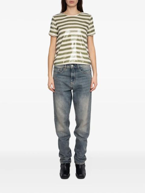 Zadig&Voltaire Tchao sequin stripe T-shirt - Green - zdjęcie produktu nr 2