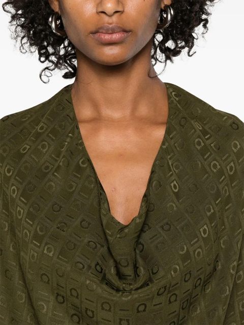 Ferragamo monogram silk dress - Green