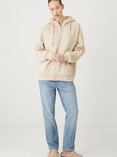 Medicine bluza damska kolor beżowy z kapturem gładka - zdjęcie produktu nr 2