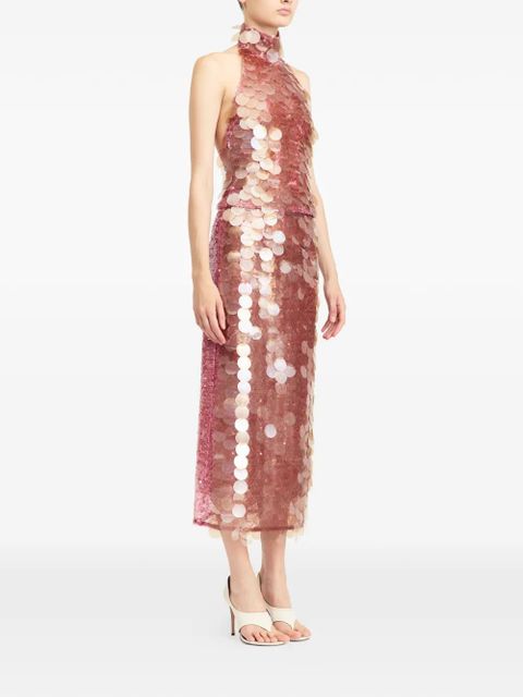 16Arlington Ula sequin halterneck top - Pink