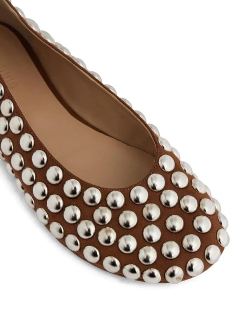 Rabanne studded ballet flats - Brown