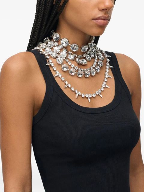 AREA crystal multi-layer choker necklace - Silver