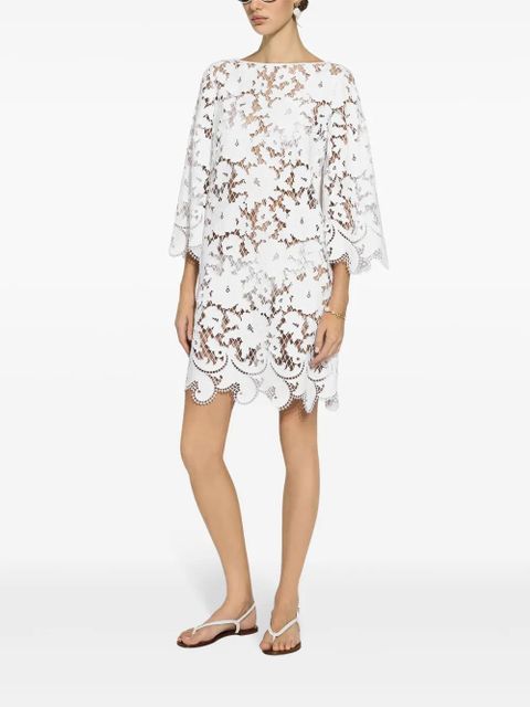 Dolce & Gabbana embroidered mesh minidress - White
