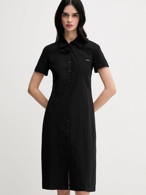 Calvin Klein Jeans sukienka bawełniana dziecięca kolor czarny mini prosta J20J225299 - zdjęcie produktu nr 1