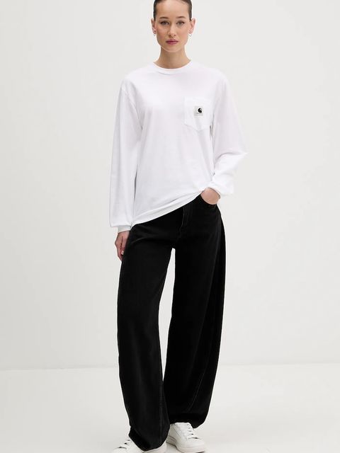 Carhartt WIP longsleeve bawełniany kolor biały