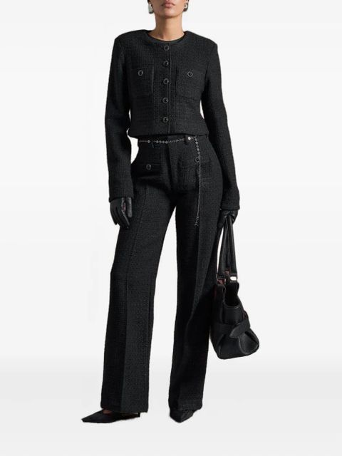 Manière De Voir Celine pearl-detail cropped tweed jacket - Black - zdjęcie produktu nr 2