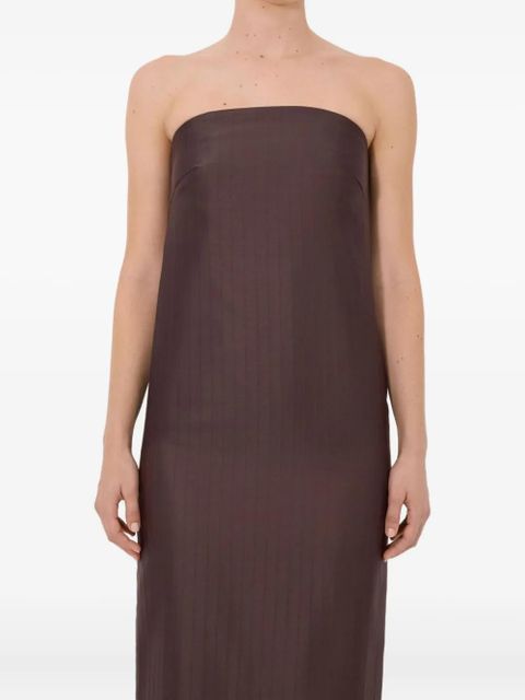 LouLou de Saison Giulia striped bustier midi dress - Brown