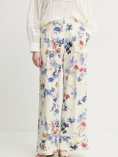 MUNTHE spodnie FAICUS damskie kolor beżowy szerokie high waist 251142525121 - zdjęcie produktu nr 1