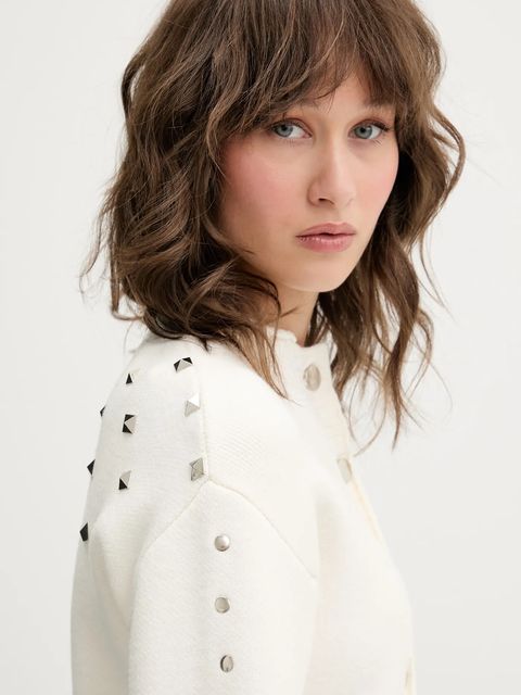 Never Fully Dressed kardigan damski kolor beżowy NFDKN676