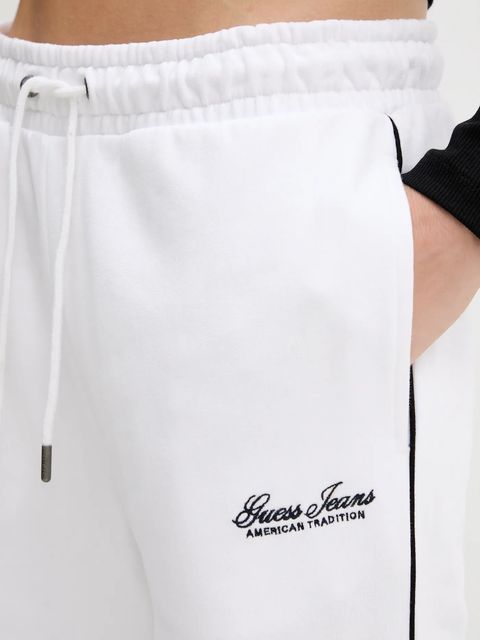 Guess Jeans spodnie dresowe bawełniane damskie kolor biały z aplikacją W5YB32 K68I4