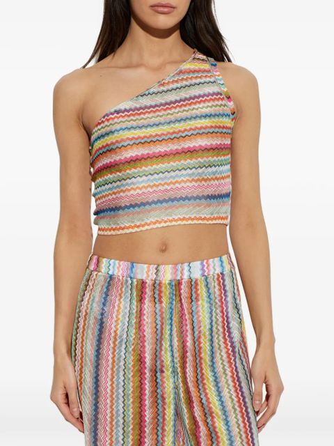 Missoni zigzag-knit one-shoulder top - Blue