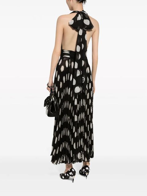 Dolce & Gabbana polka-dot pleated midi dress - Black