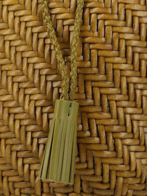 DRAGON DIFFUSION Pompom Double Jump Tan woven clutch bag - Brown - zdjęcie produktu nr 2