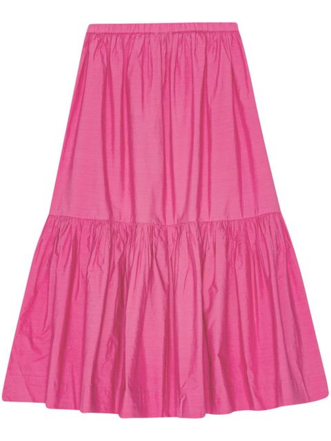 GANNI ruffled organic-cotton midi skirt - Pink - zdjęcie produktu nr 1