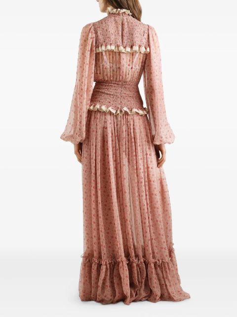 Dolce & Gabbana ruffled floral maxi dress - Pink