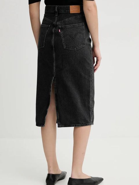 Levi's spódnica jeansowa HR BACK SLIT SKIRT kolor szary midi ołówkowa 001VH - zdjęcie produktu nr 2