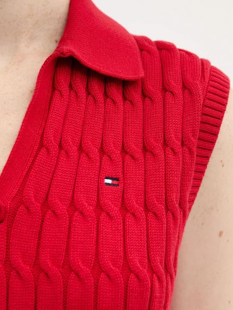 Tommy Hilfiger kamizelka bawełniana damski kolor czerwony lekki WW0WW45655