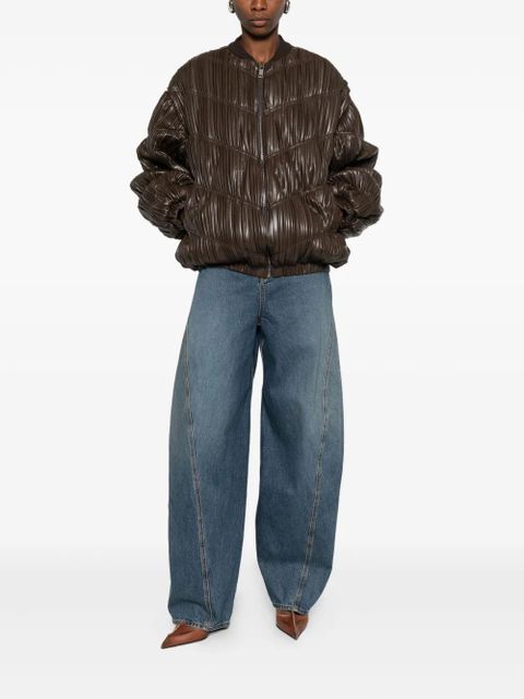 ROTATE BIRGER CHRISTENSEN pleated bomber jacket - Brown