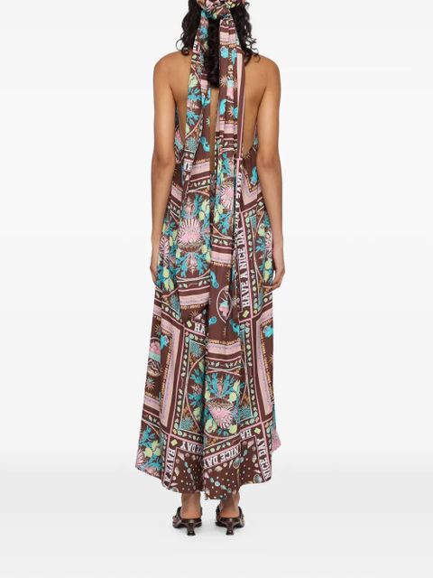 GANNI printed midi dress - Brown