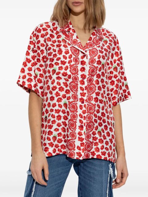 Versace Strawberry Garden silk shirt - White