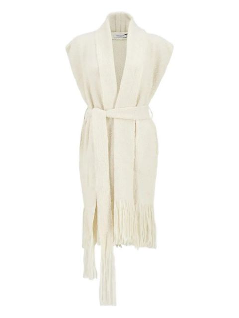 Gabriela Hearst Teagan fringed belted cashmere vest - Neutrals - zdjęcie produktu nr 1