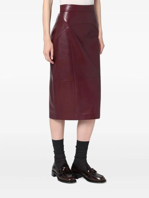 Max Mara leather pencil skirt - Red