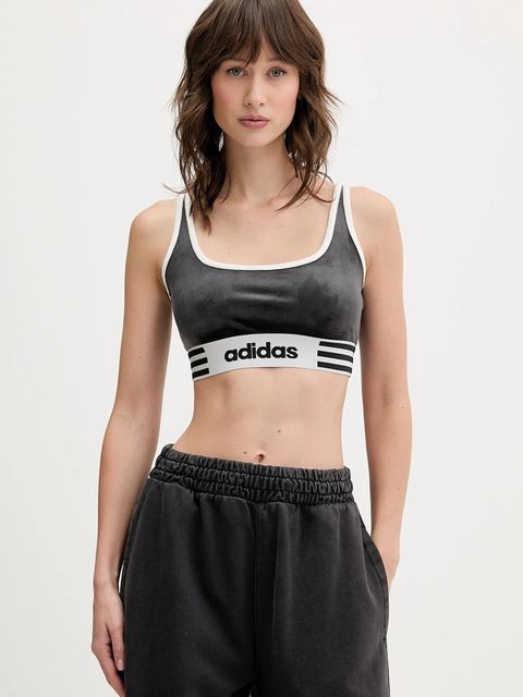 adidas Originals top welurowy Winterized kolor czarny JW7282