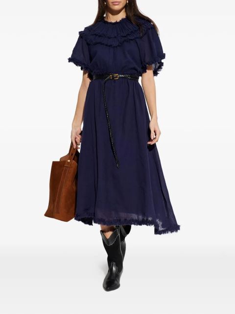 Ulla Johnson Ayan ruffled fringed dress - Blue - zdjęcie produktu nr 2