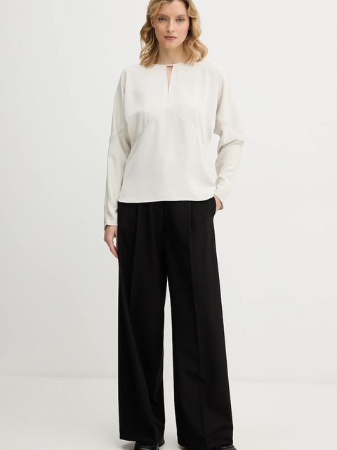 Calvin Klein bluzka damska kolor beżowy gładka LV044D176G - zdjęcie produktu nr 2