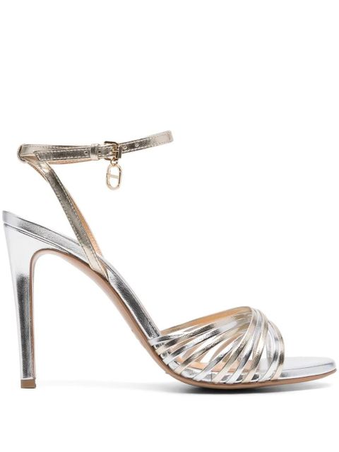 TWINSET metallic-effect calf-leather sandals - Silver - zdjęcie produktu nr 1