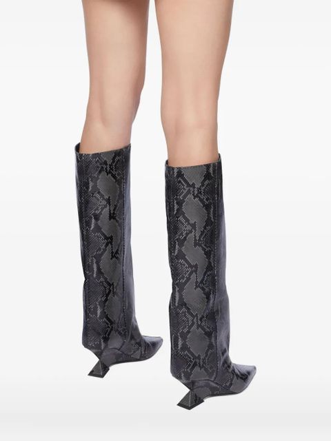 The Attico 65mm snakeskin-print boots - Black
