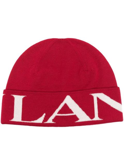 Lanvin intarsia-logo wool beanie - Red - zdjęcie produktu nr 1