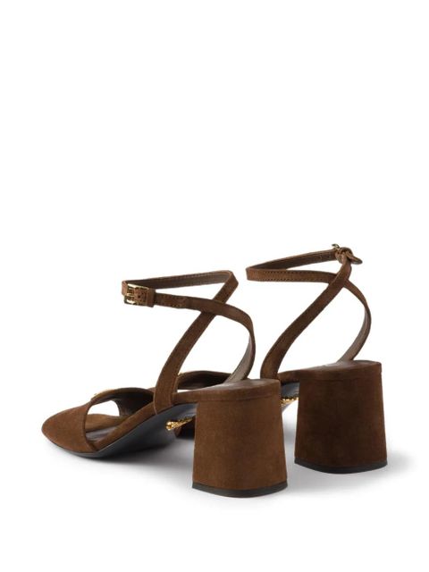 Prada logo-plaque suede sandals - Brown - zdjęcie produktu nr 2