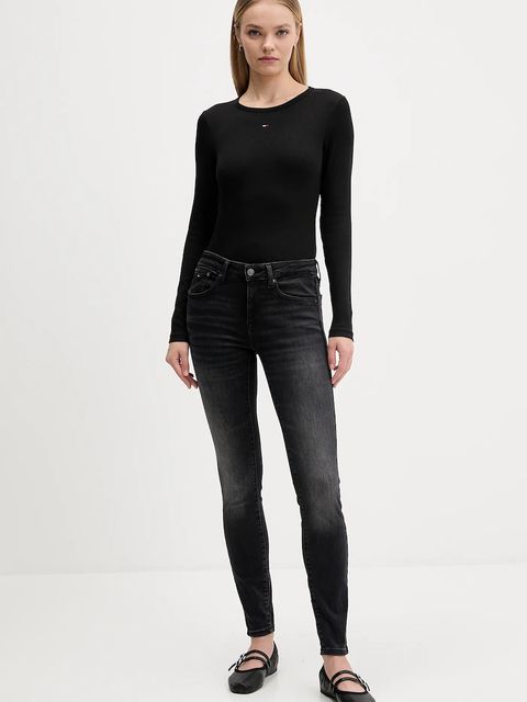 Tommy Jeans longsleeve 2-pack damski kolor czarny DW0DW17716