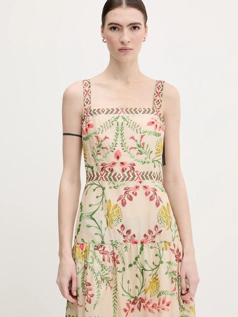 Pedro del Hierro sukienka bawełniana kolor beżowy maxi prosta