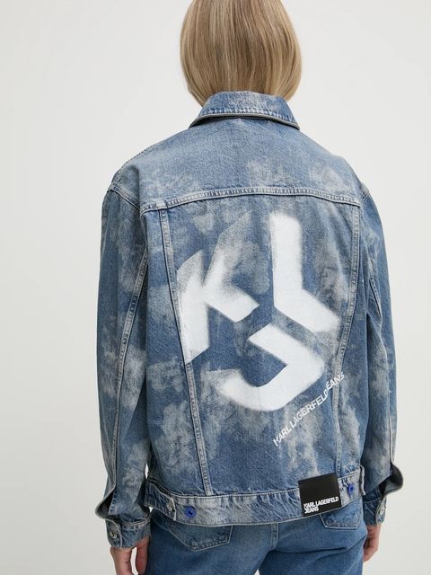 Karl Lagerfeld Jeans kurtka jeansowa damska kolor niebieski przejściowa oversize A1W14014