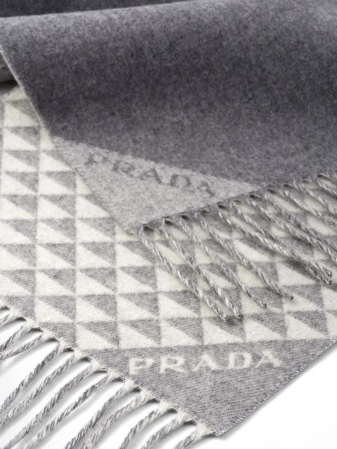 Prada Symbole reversible wool-cashmere scarf - Grey - zdjęcie produktu nr 2