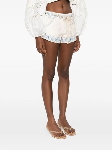 ZIMMERMANN drawstring embroidered shorts - Neutrals