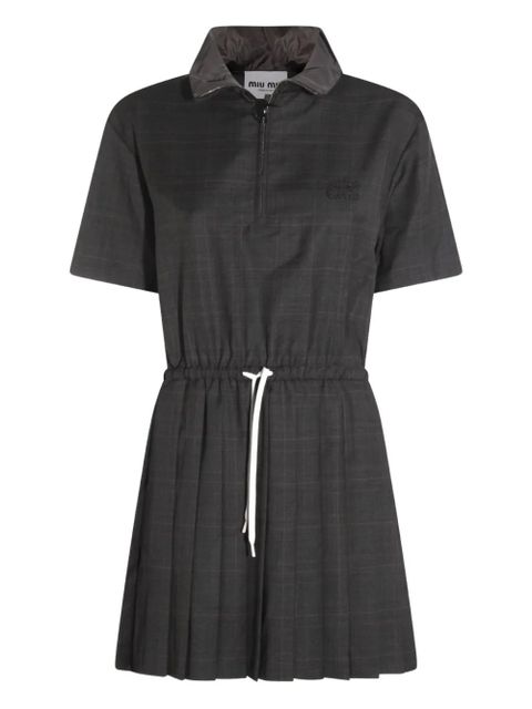 Miu Miu pleated check mini dress - Grey - zdjęcie produktu nr 1