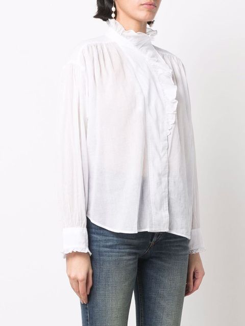 MARANT ÉTOILE ruffled high-neck blouse - White