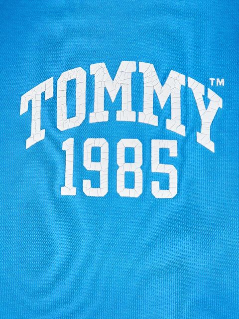 Tommy Jeans bluza damska kolor niebieski z kapturem wzorzysta