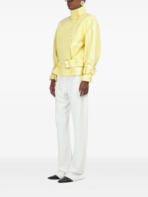 Rowen Rose faux-leather oversized bomber jacket - Yellow