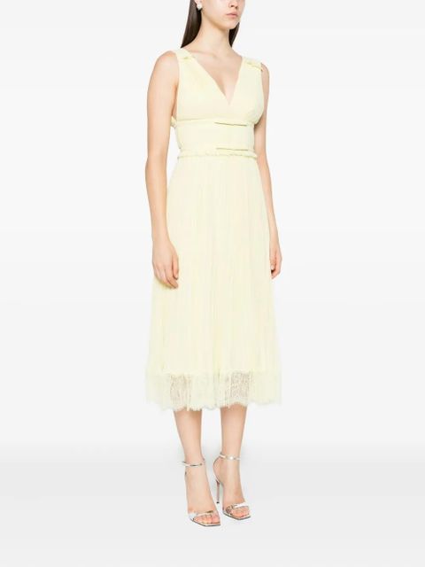 Self-Portrait georgette frill midi dress - Yellow