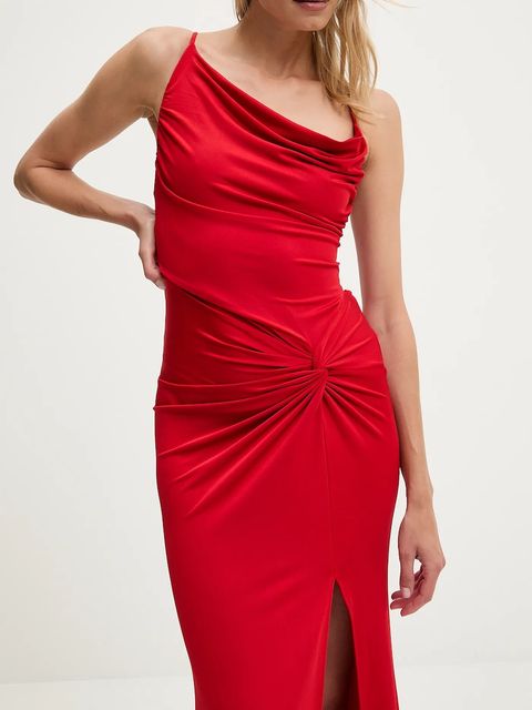 Answear.LAB sukienka kolor czerwony maxi dopasowana