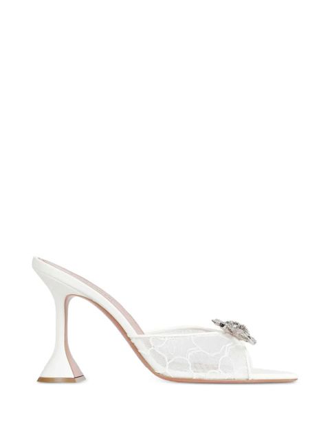 Amina Muaddi Rosie crystal-bow lace sandals - White - zdjęcie produktu nr 1