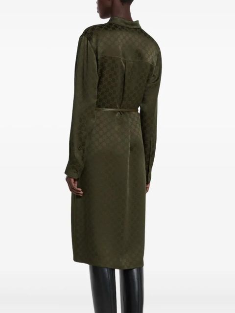 Gucci classic-collar shirt midi dress - Green