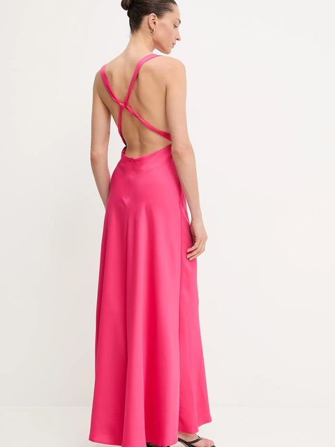 Answear.LAB sukienka kolor różowy maxi rozkloszowana