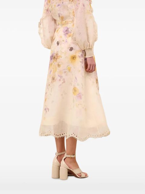 ZIMMERMANN Memento embroidered midi skirt - Neutrals