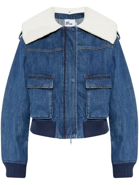 Self-Portrait denim bomber jacket - Blue - zdjęcie produktu nr 1