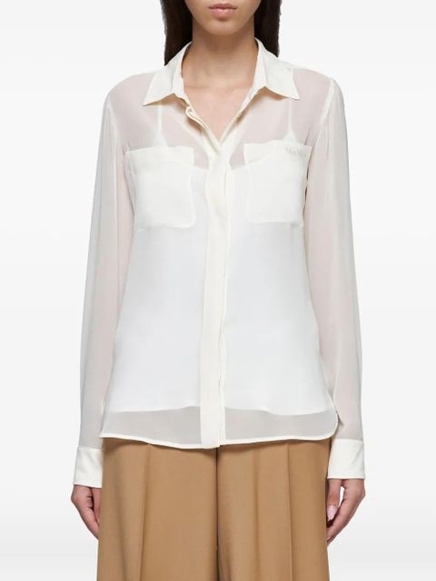Max Mara embroidered-pocket silk shirt - Neutrals - zdjęcie produktu nr 2